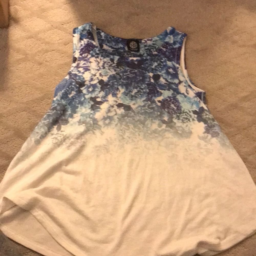 White blouse with blue flowers